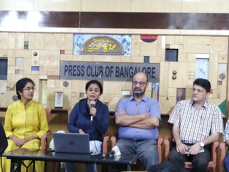 Member of 'I Change Indiranagar' at Press Club of Bangalore. (DH Photo)