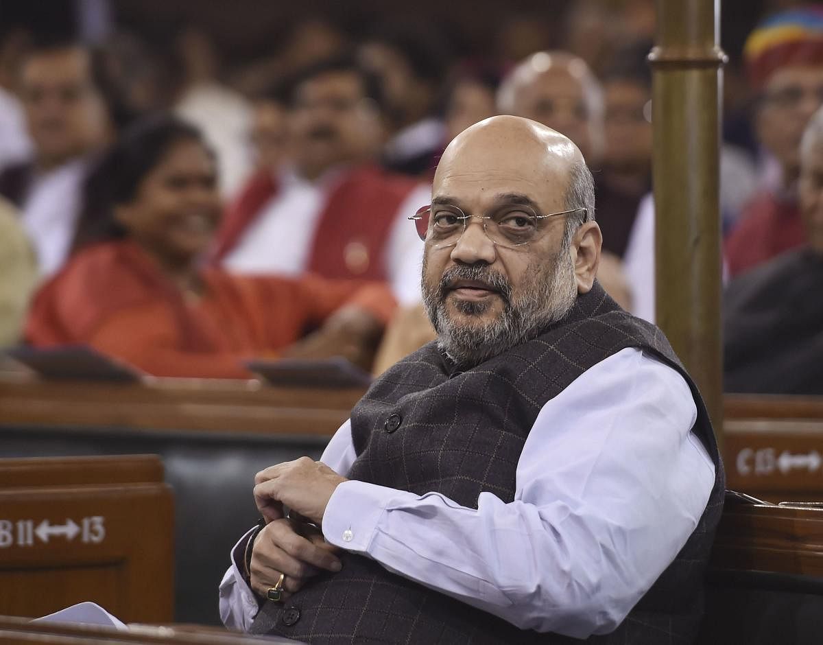 Union Home Minister Amit Shah during commemoration of 'Samvidhan Divas' in the Central Hall of Parliament in New Delhi, Tuesday, Nov. 26, 2019. (PTI Photo/Shahbaz Khan) (PTI11_26_2019_000157A)