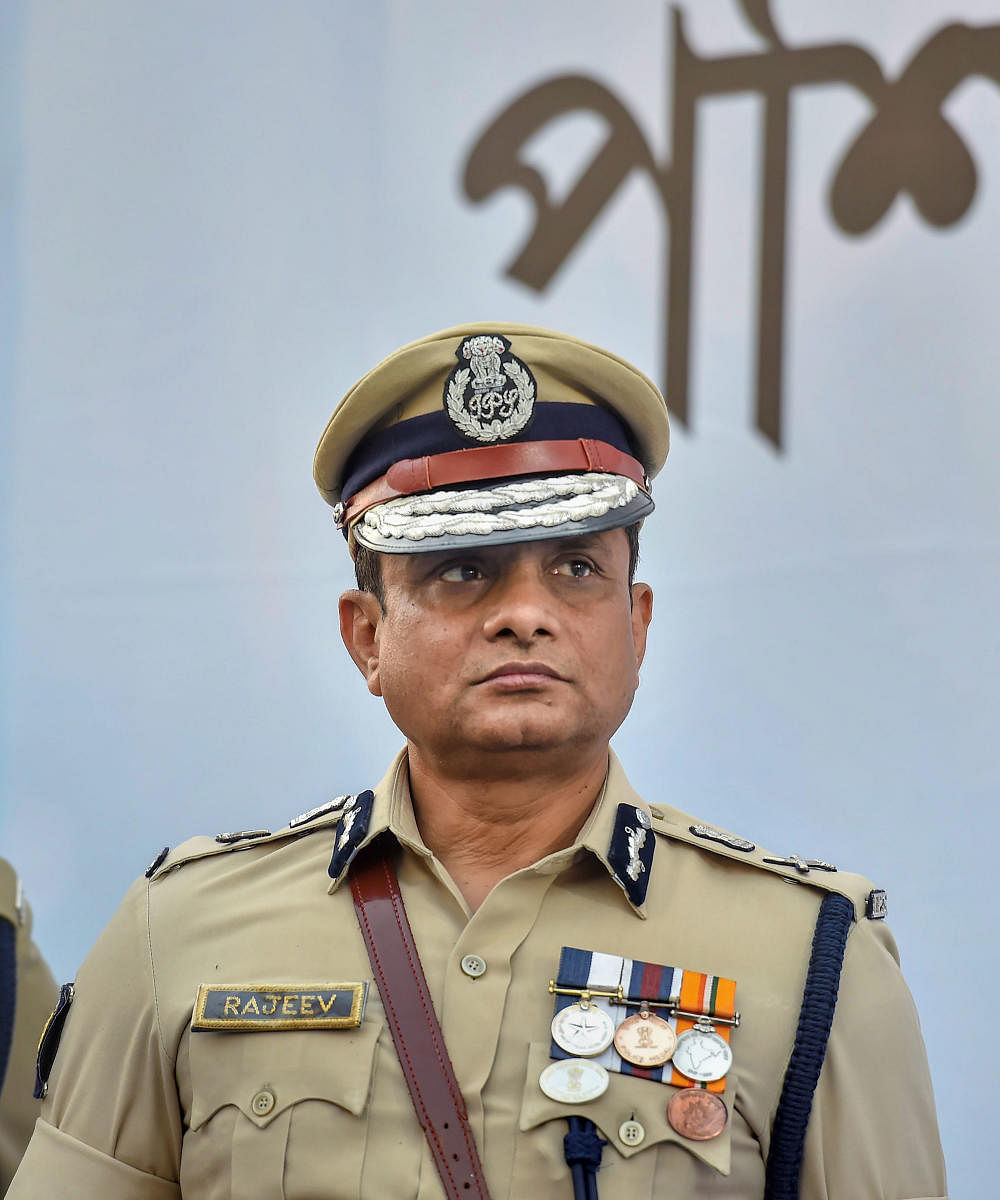In this file photo dated Feb 4, 2019, shows Police commissioner Rajeev Kumar during the Joint Investiture Ceremony of West Bengal Police and Kolkata Police, in Kolkata. The Calcutta High Court on Tuesday, Oct. 1, 2019, granted anticipatory bail to former Kolkata Police Commissioner Rajeev Kumar in the multi-crore Saradha chit fund scam case. (PTI Photo)