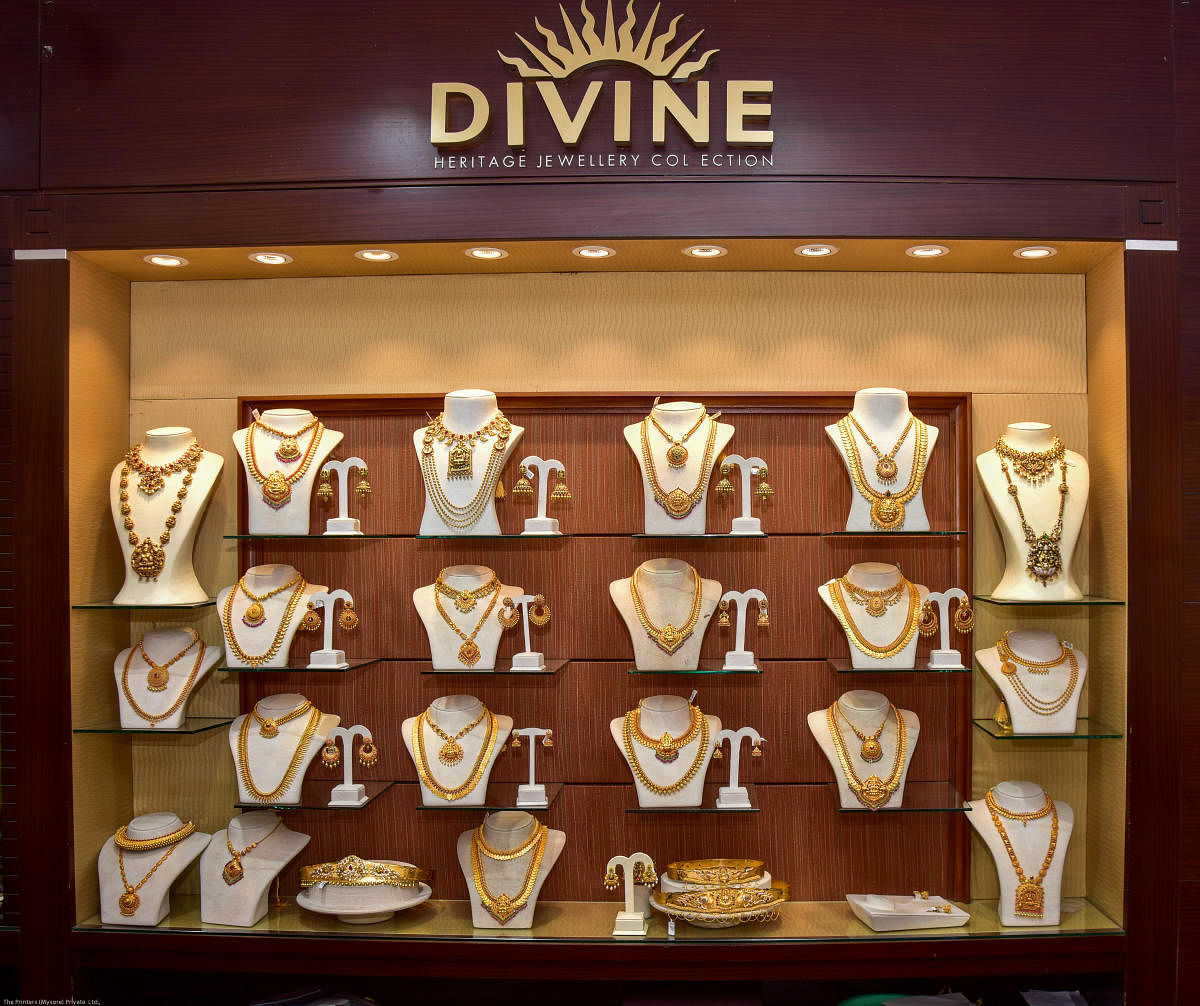 Jewellery at Malabar Gold & Jewels Showroom. DH photo