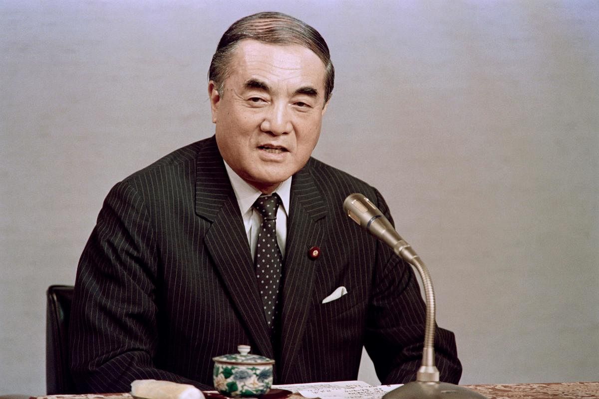 This file photo taken on September 30, 1987 shows then-Japanese prime minister Yasuhiro Nakasone giving what is believed to be his last televised press conference at his official residence in Tokyo. - Nakasone, an ardent conservative who worked to forge a stronger military alliance with the United States, has died at the age of 101, local media said on November 29, 2019. (AFP Photo)