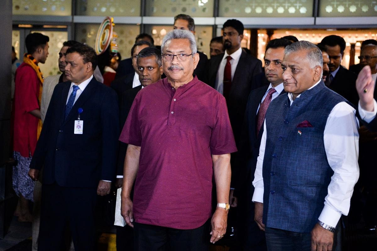 Gotabaya Rajapaksa arrives at the Indra Gandhi International airport in New Delhi (AFP photo)