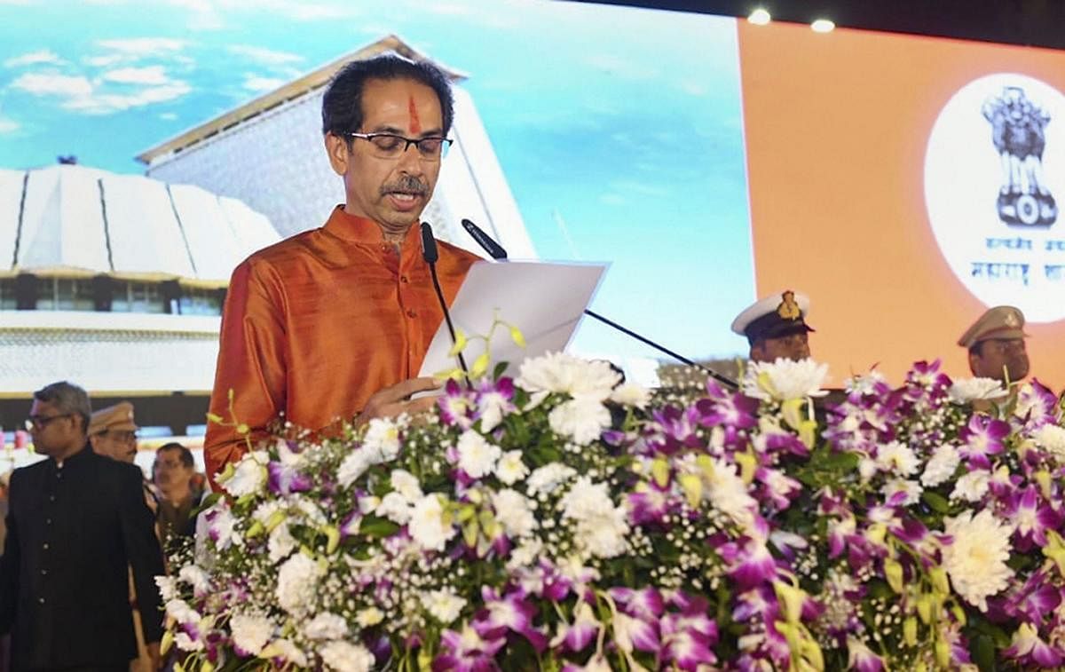 Thackeray, 59, became the third Sena leader - after Manohar Joshi and Narayan Rane - and the first Thackeray to occupy the top post. Photo/PTI