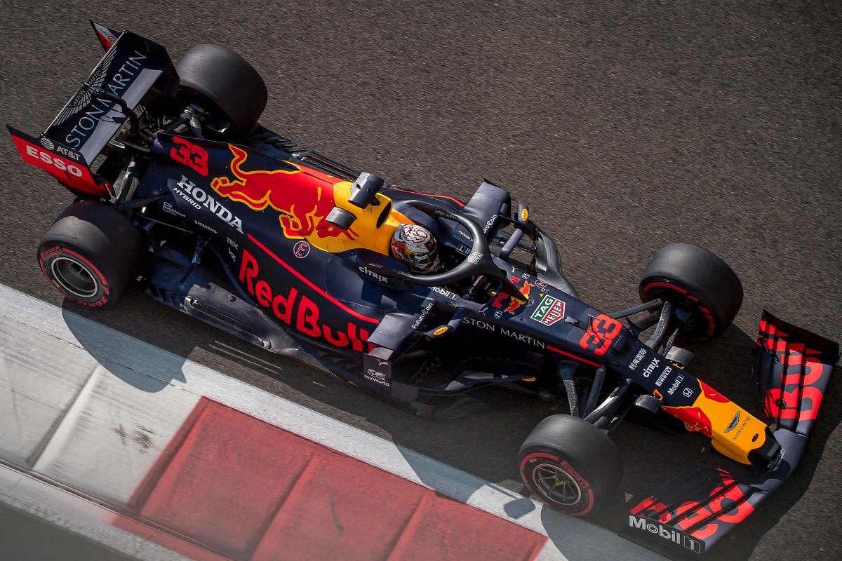 Red Bull's Dutch driver Max Verstappen drives his car during the first practice session. AFP photo