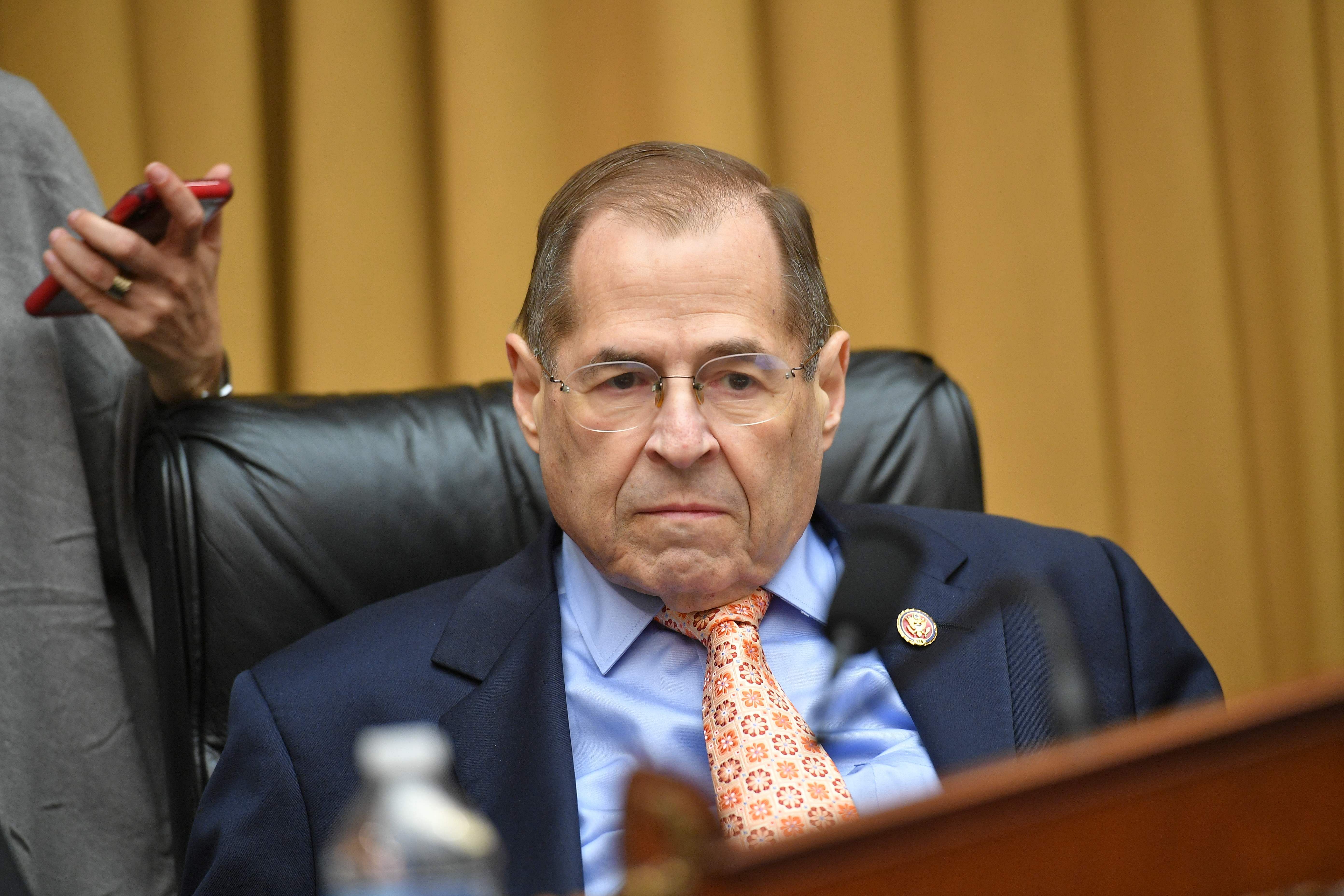 Chairman of the House Judiciary Committee, US Representative Jerry Nadler, waits during a hearing to hear testimony from former White House lawyer Don McGhan on the Mueller report, on Capitol Hill in Washington. (AFP Photo)