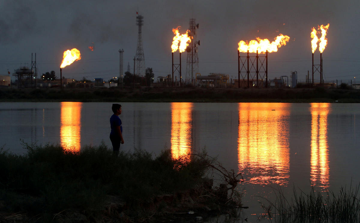 Flames emerge from flare stacks at Nahr Bin Umar oil field, north of Basra, Iraq September 16, 2019. (Reuters Photo)