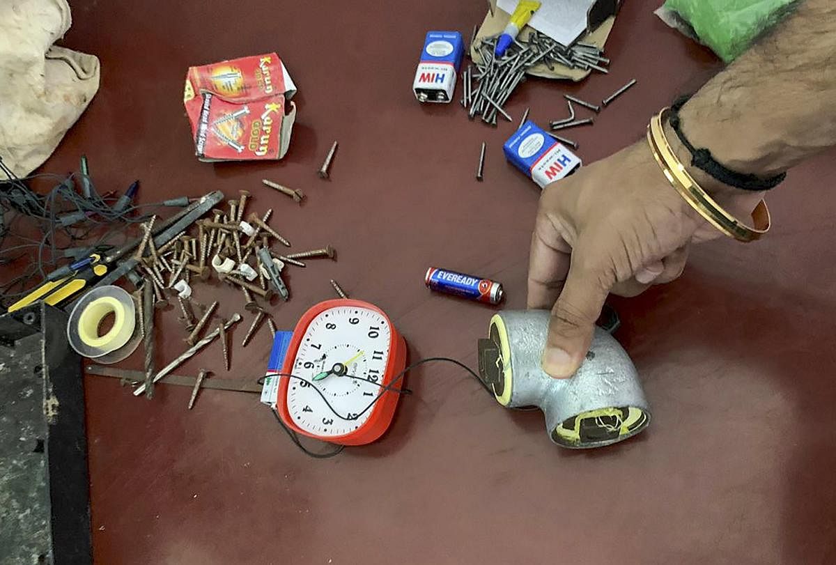 Police display IED device recovered. PTI photo