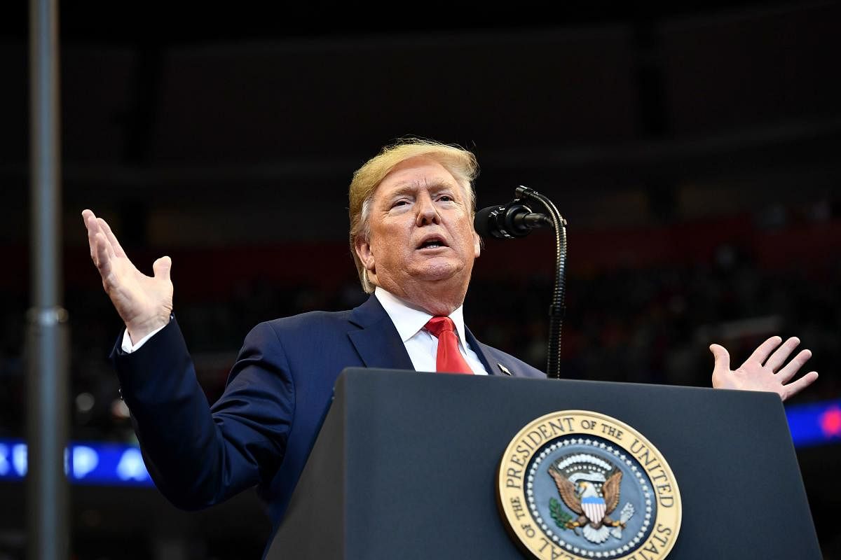 US President Donald Trump speaks during a "Keep America Great" campaign rally at the BB&T Center in Sunrise, Florida. - The US will impose tariffs on steel and aluminum imports from Brazil and Argentina, President Donald Trump said in a tweet on December 2, 2019. "Brazil and Argentina have been presiding over a massive devaluation of their currencies," he posted, adding this was hurting American farmers. AFP