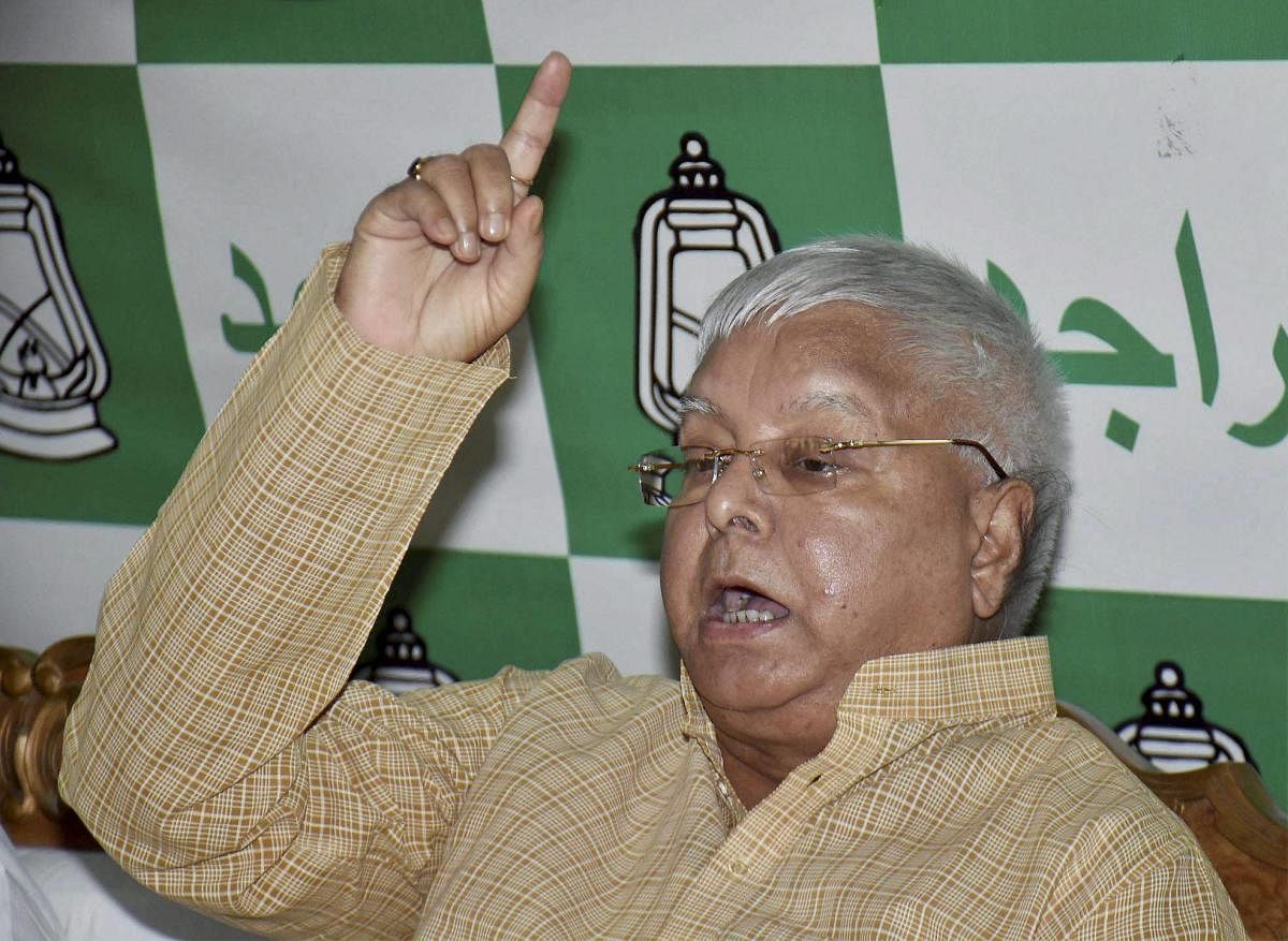 The saffron party's fresh tirade came in the wake of speculations in a section of the media that the RJD founder, in Ranchi serving sentences in fodder scam cases for more than a year, is likely to run for his 11th consecutive term as the party's national president. (PTI file photo)