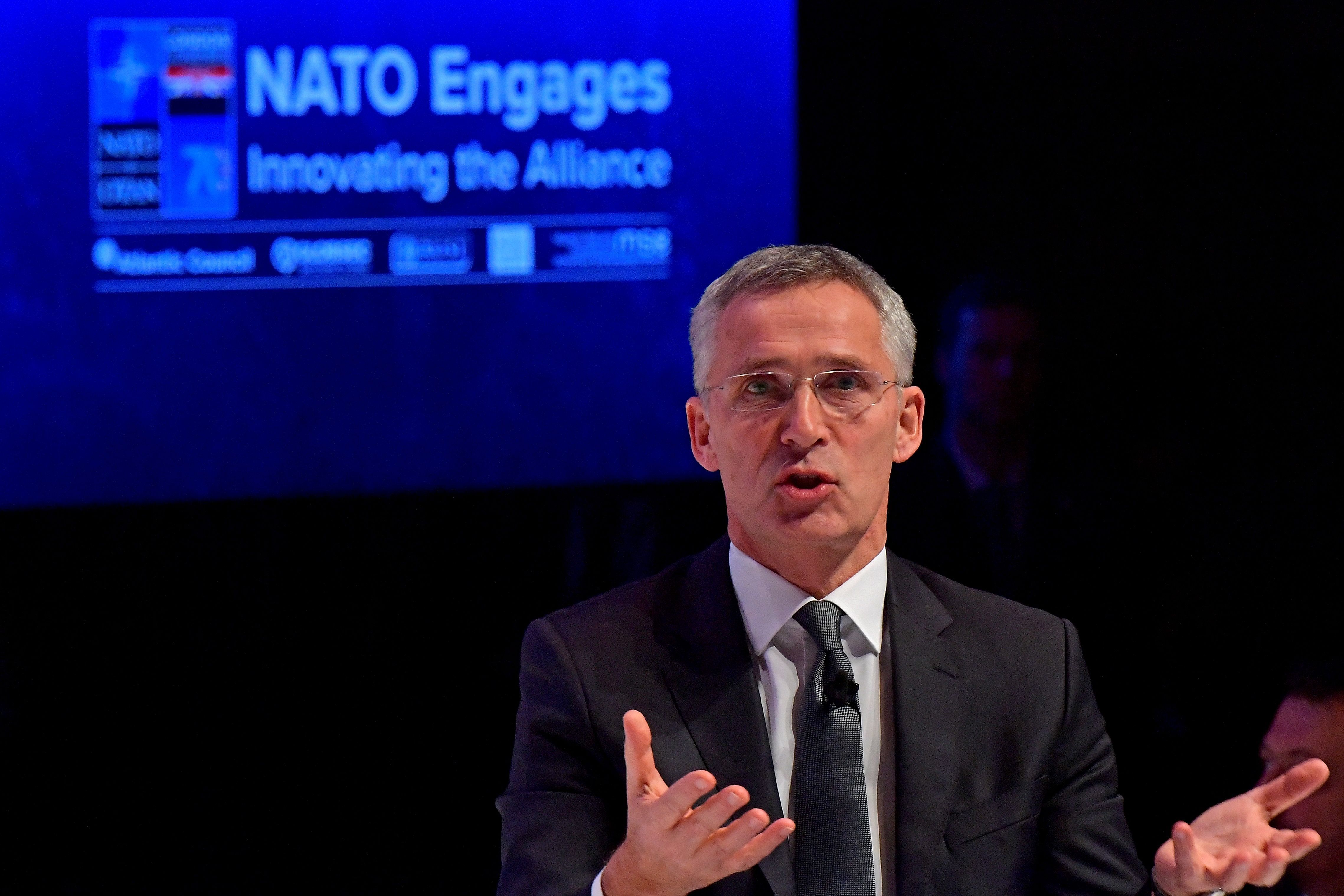 Nato Secretary General Jens Stoltenberg speaks at the official NATO outreach event. (AFP Photo)