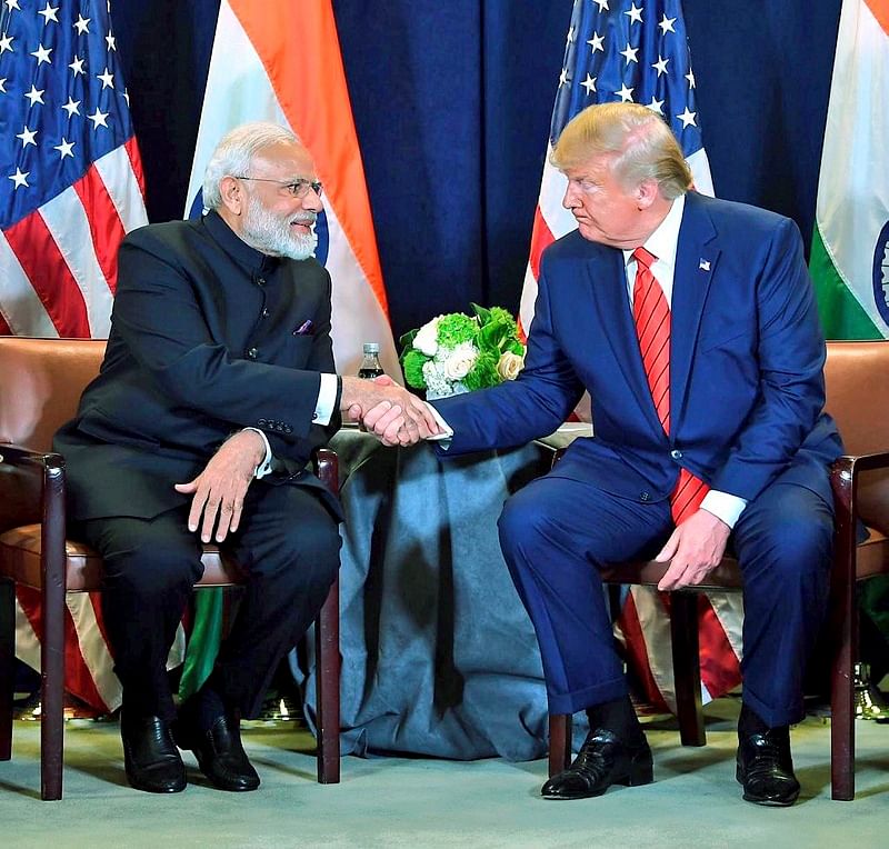 US President Donald Trump meets with Prime Minister Narendra Modi. (PTI Photo)