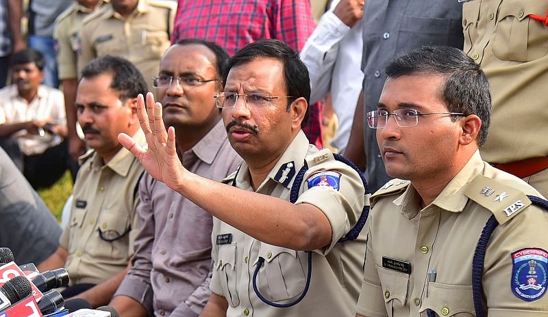 Cyberabad Police Commissioner VC Sajjanar, who carried out the "encounter" of the four accused in the Hyderabad veterinarian rape and murder case, addresses the media, in Hyderabad. (PTI Photo)