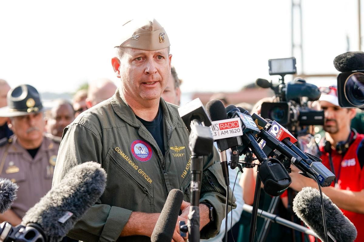 Commanding Officer Timothy F. Kinsella Jr speaks at a press conference following a shooting on the Pensacola Naval Air Base on December 06 (AFP Photo)