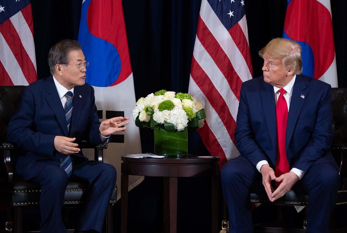 US President Donald Trump and Korean President Moon Jae-in. Photo by AFP.
