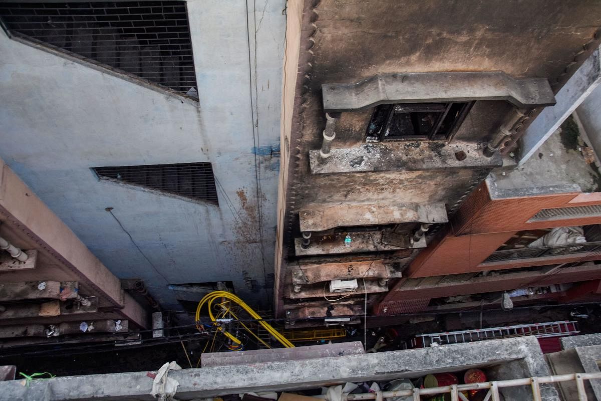  A view of the damage caused by a fire in a factory at Rani Jhansi Road, in New Delhi (PTI Photo)