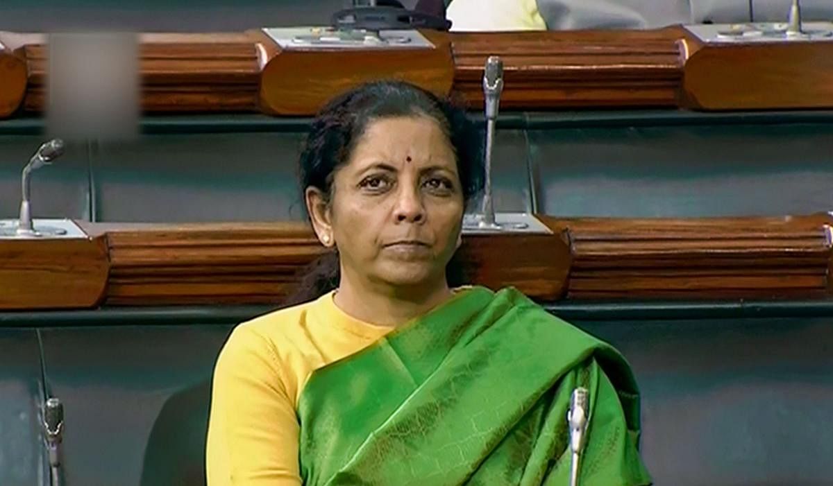 Union Finance Minister Nirmala Sitharaman in the Lok Sabha during the ongoing Winter Session of Parliament, in New Delhi, Wednesday, Dec. 4, 2019. (PTI Photo)
