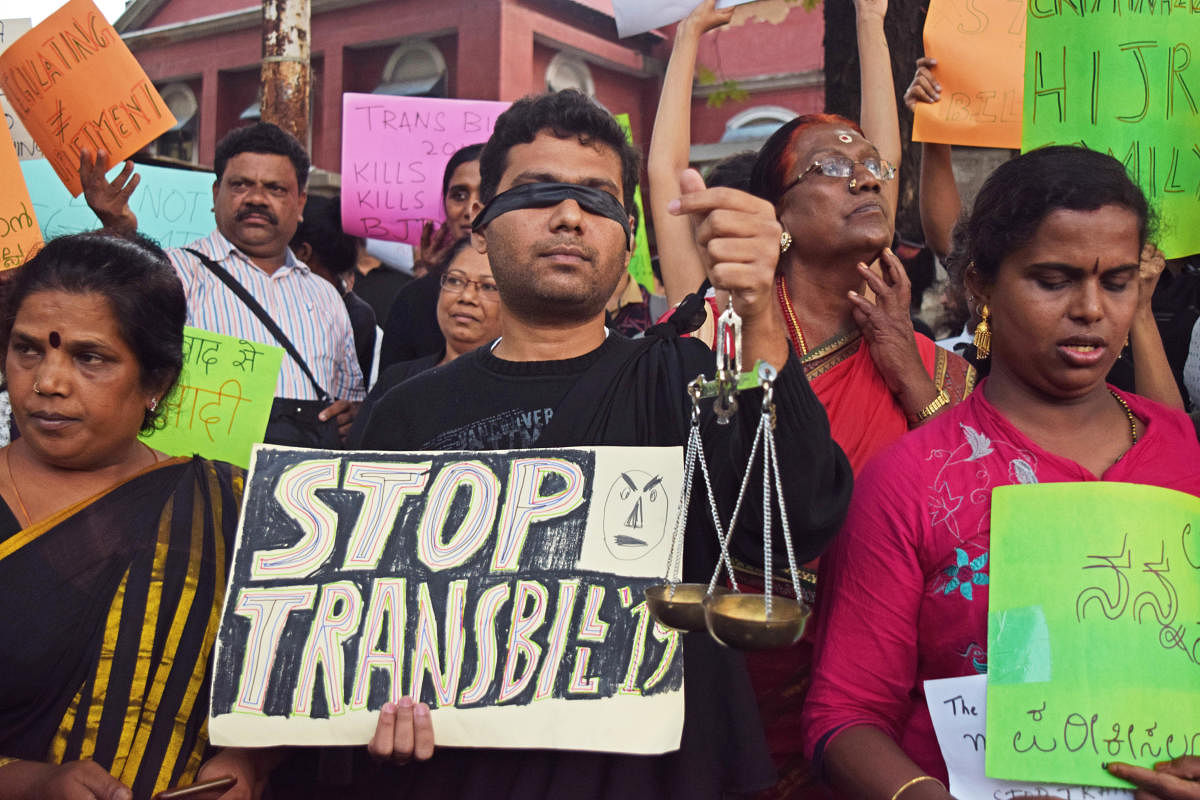 Transgender Protest against Transgender Bill 2019 (DH Photo)