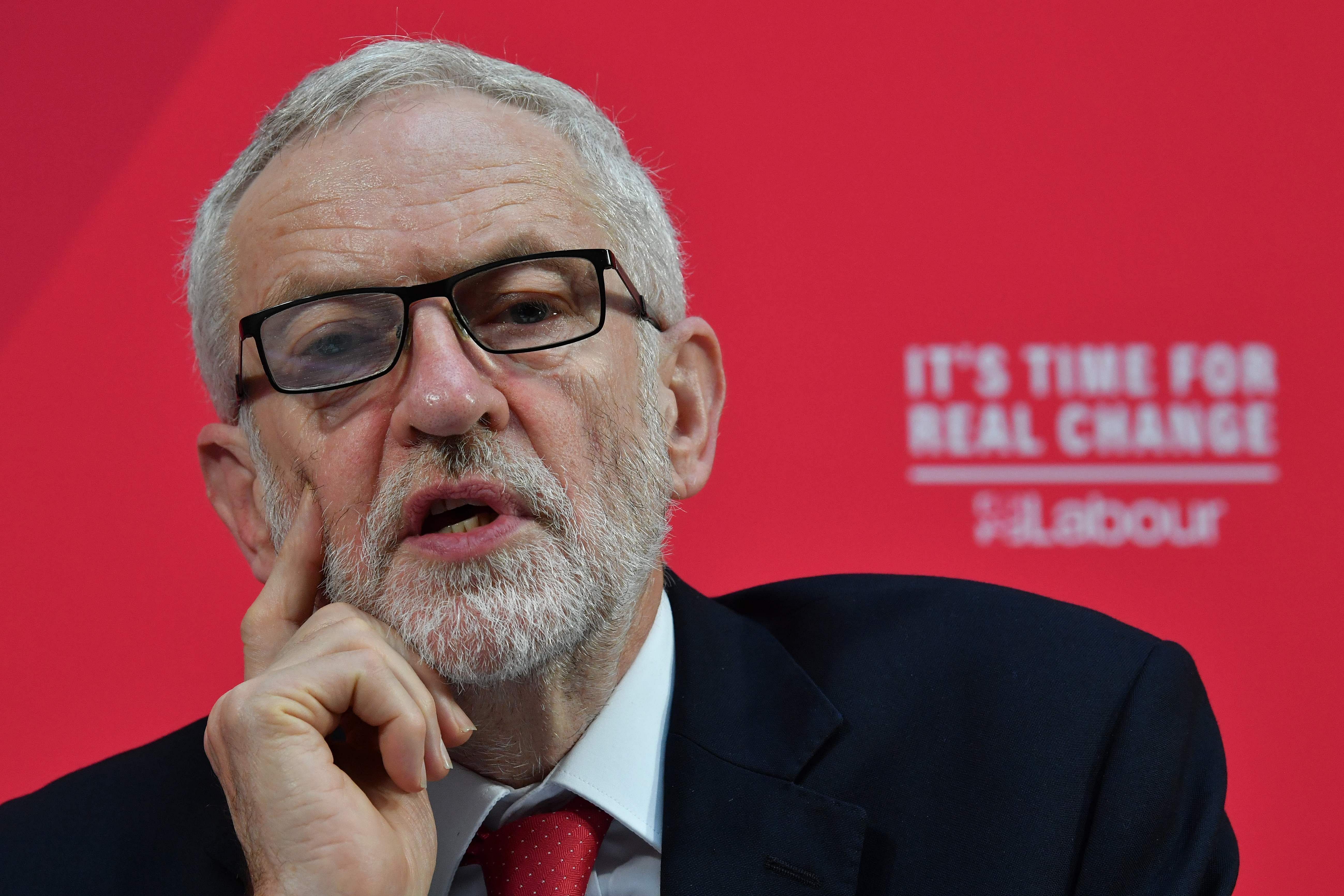 Opposition Labour party leader Jeremy Corbyn gives a press conference in London. (AFP Photo)