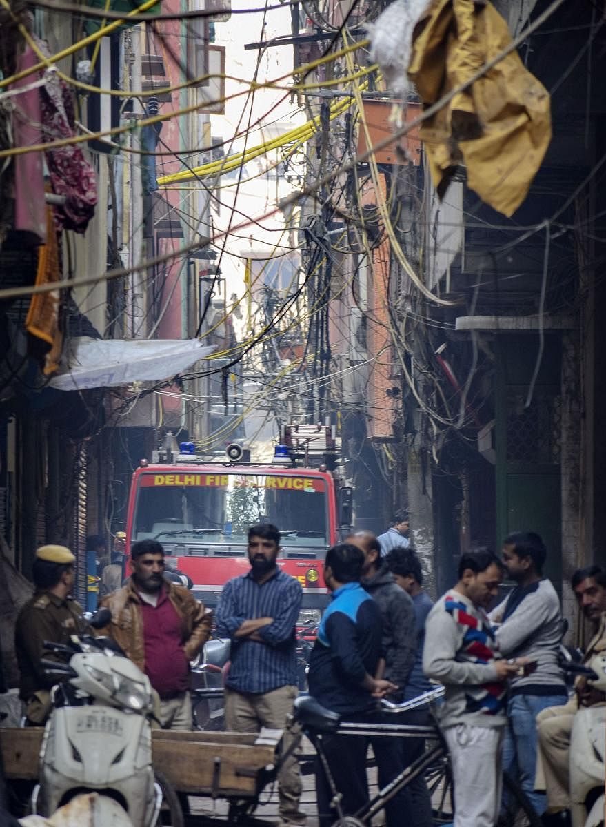 A major fire broke out, in New Delhi, at least 43 people were killed and several others injured in the mishap. Photo by PTI.