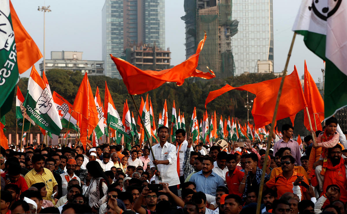Ever since the Shiv Sena joined hands with the Congress and the NCP to keep the BJP away from power in Maharashtra, questions had been raised over the stability of the alliance given Sena's history of pursuing the hardline Hindutva ideology. Photo/Reuters