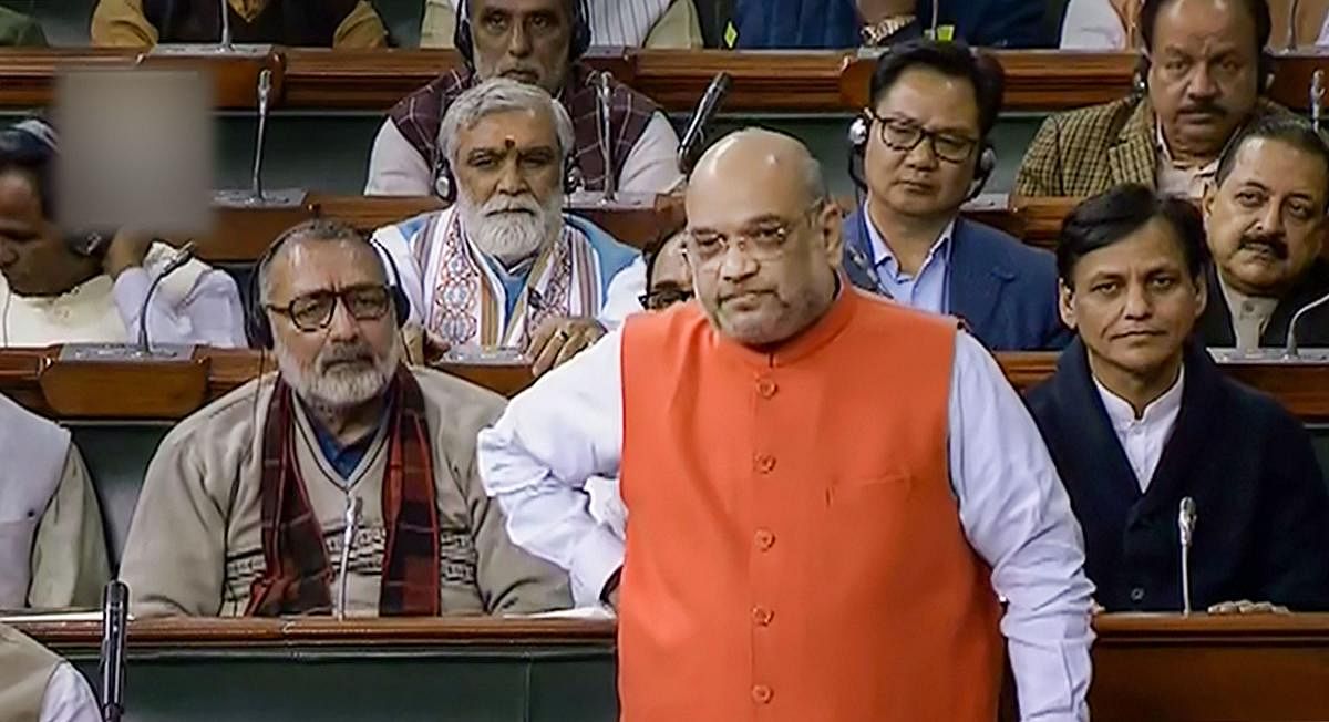 "There is no need to keep anyone (leaders) in jail even for a day more than that is required," said Union Home Minister Amit Shah at the Lok sabha. (LSTV/PTI Photo)