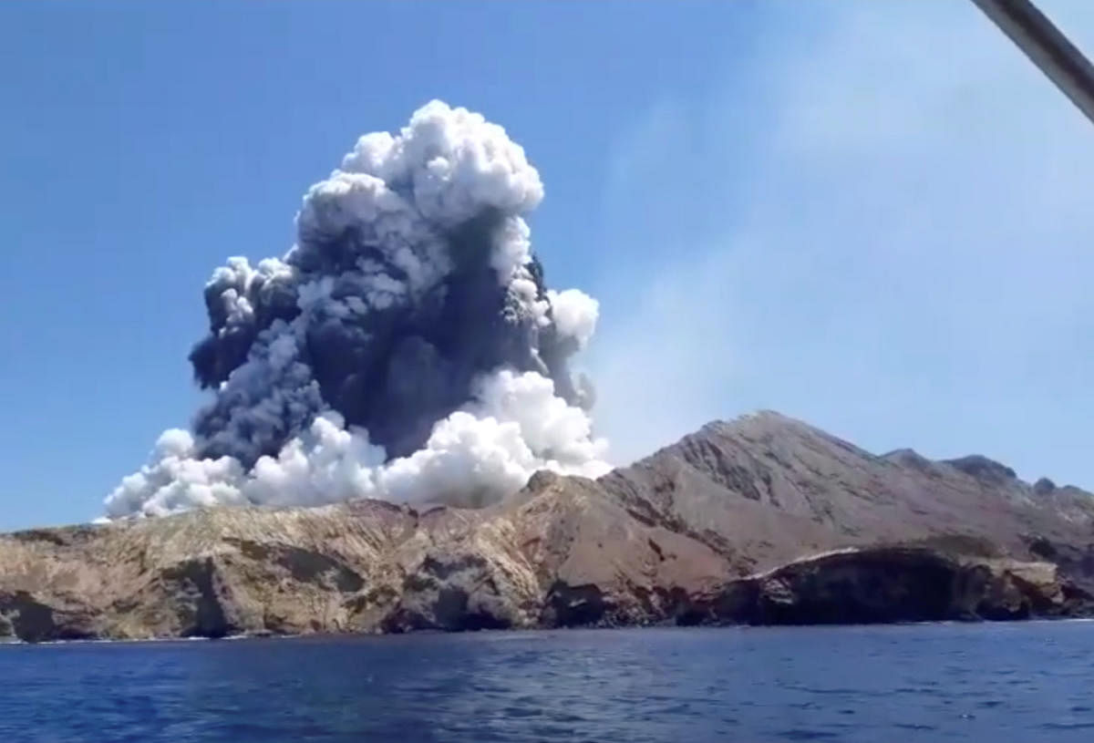Smoke from the volcanic eruption of Whakaari, also known as White Island. (Photo credit: Instagram/Reuters)