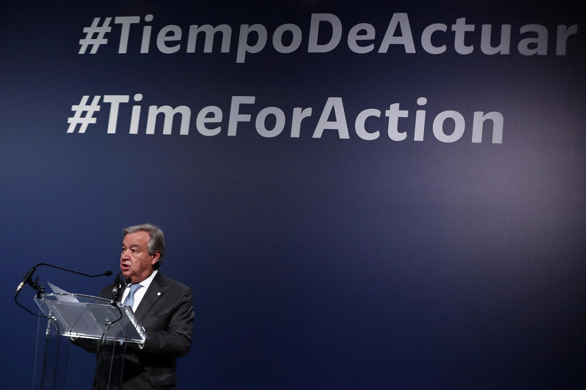 United Nations Secretary-General Antonio Guterres speaks during the U.N. Climate Change Conference (COP25) in Madrid. Reuters