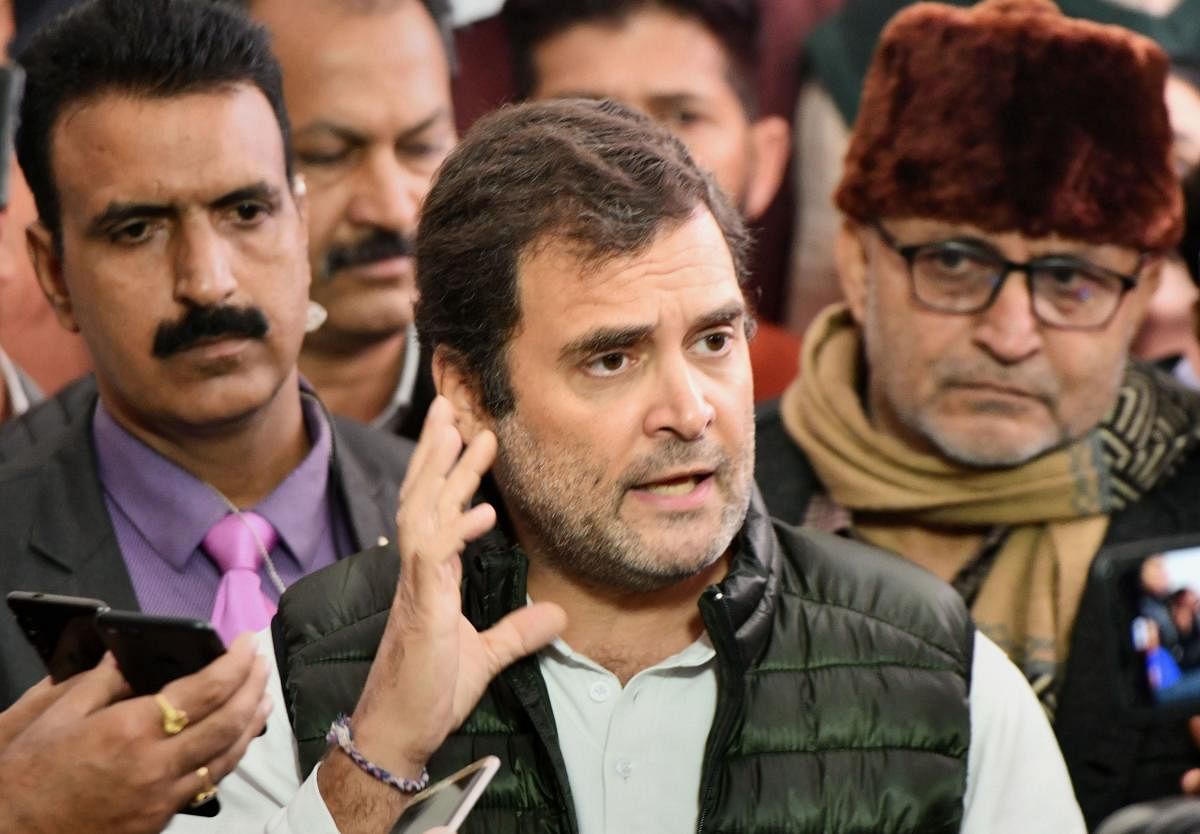 BJP members led vociferous protests in the Lok Sabha and the Rajya Sabha, forcing repeated adjournments in both the Houses on the last day of Winter Session with demands for apology by the former Congress president. (PTI Photo)