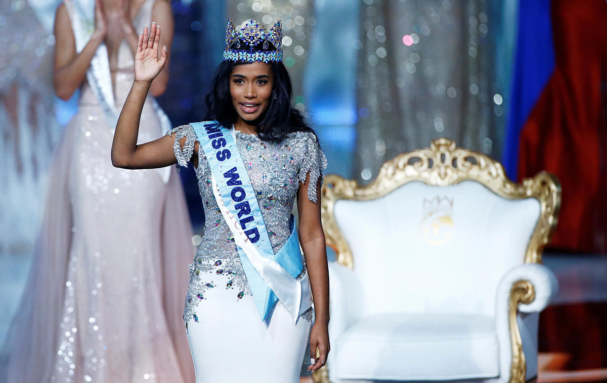 Miss World 2019 Toni Ann Singh of Jamaica celebrates winning the Miss World final in London. (Reuters photo)