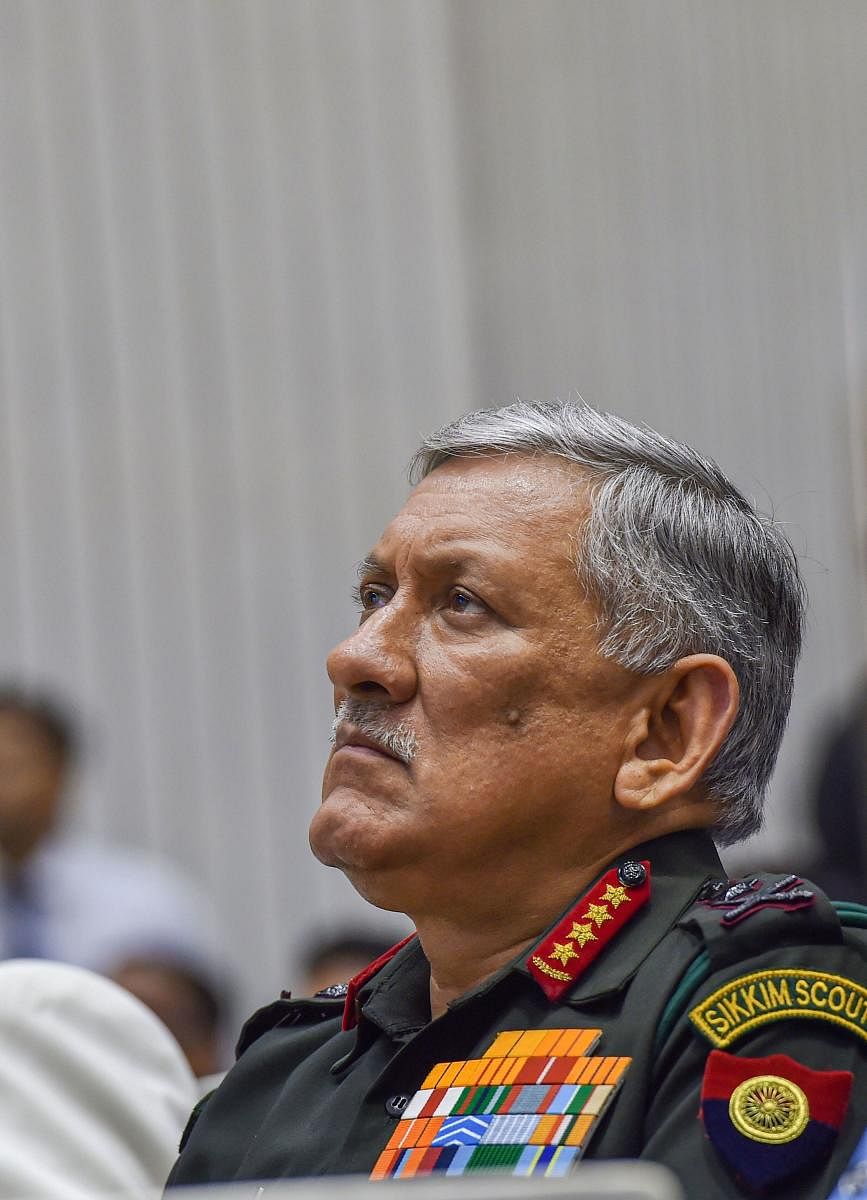 Delivering the inaugural Manohar Parrikar Memorial Lecture here, Rawat also said that India's response to terror attacks in Uri and Pulwama was much more "robust" compared to "inaction" after the 2008 Mumbai terror attack. (PTI Photo)