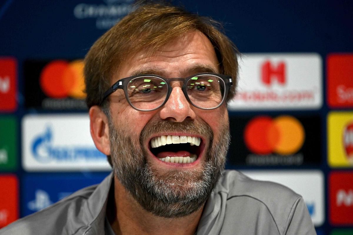 Liverpool's German manager Jurgen Klopp attends a press conference at Anfield stadium in Liverpool, north west England on November 4, 2019, on the eve of their UEFA Champions League Group E football match against Genk. (AFP Photo)