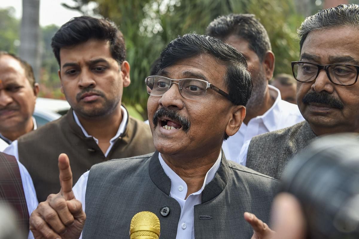 Replying to a query on the BJP president's statement outside the Maharashtra Vidhan Bhawan here, Raut told reporters, "Amit Shah has said it right that the Ram temple will surely be seen touching the sky. But, the foundation work for the temple has been done by the Shiv Sena." Photo/PTI