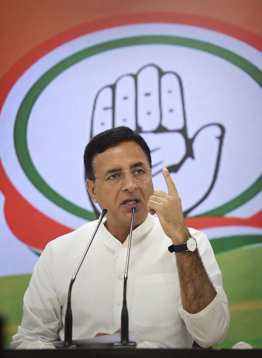 Taunting the prime minister, Surjewala said such police crackdown was unprecedented in the last 72 years, because "Modi hai toh mumkin hai". Photo/PTI