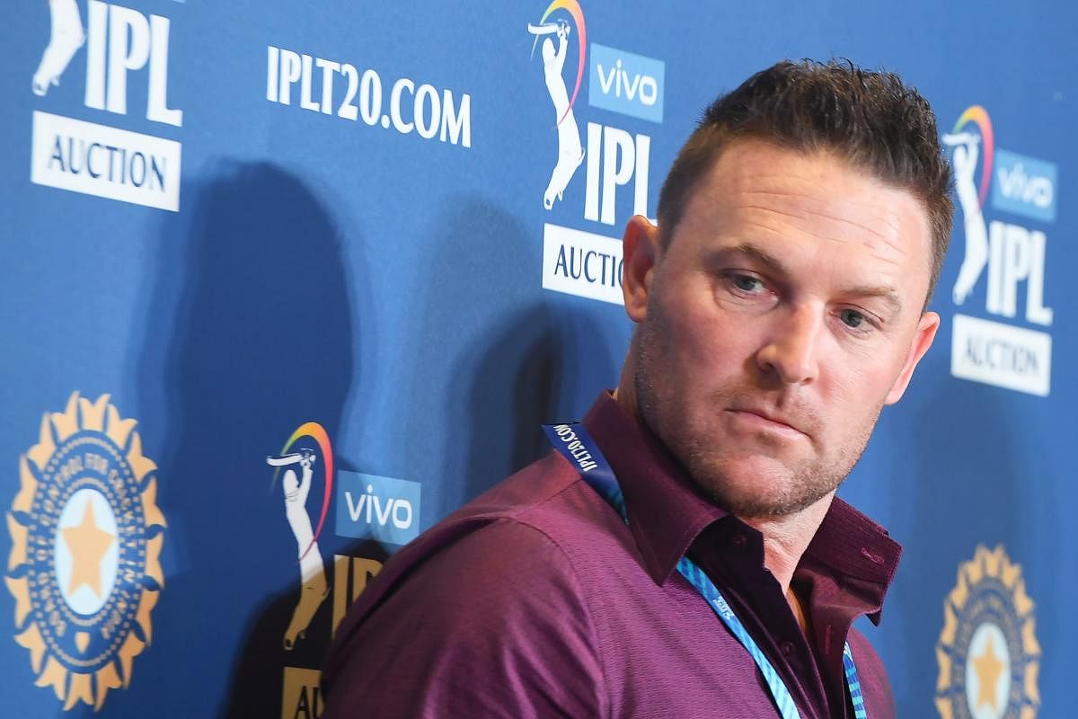 Head coach of the Kolkata Knight Riders (KKR) Brendon McCullum looks on at a press conference for the Indian Premier League 2020 auction in Kolkata. AFP