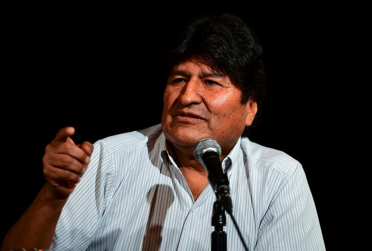 Bolivia's ex-President Morales during a press conference in Buenos Aires, on December 17, 2019.