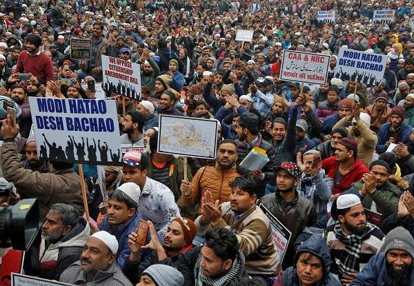 Demonstrators attend a protest against a new citizenship law. (PTI photo)
