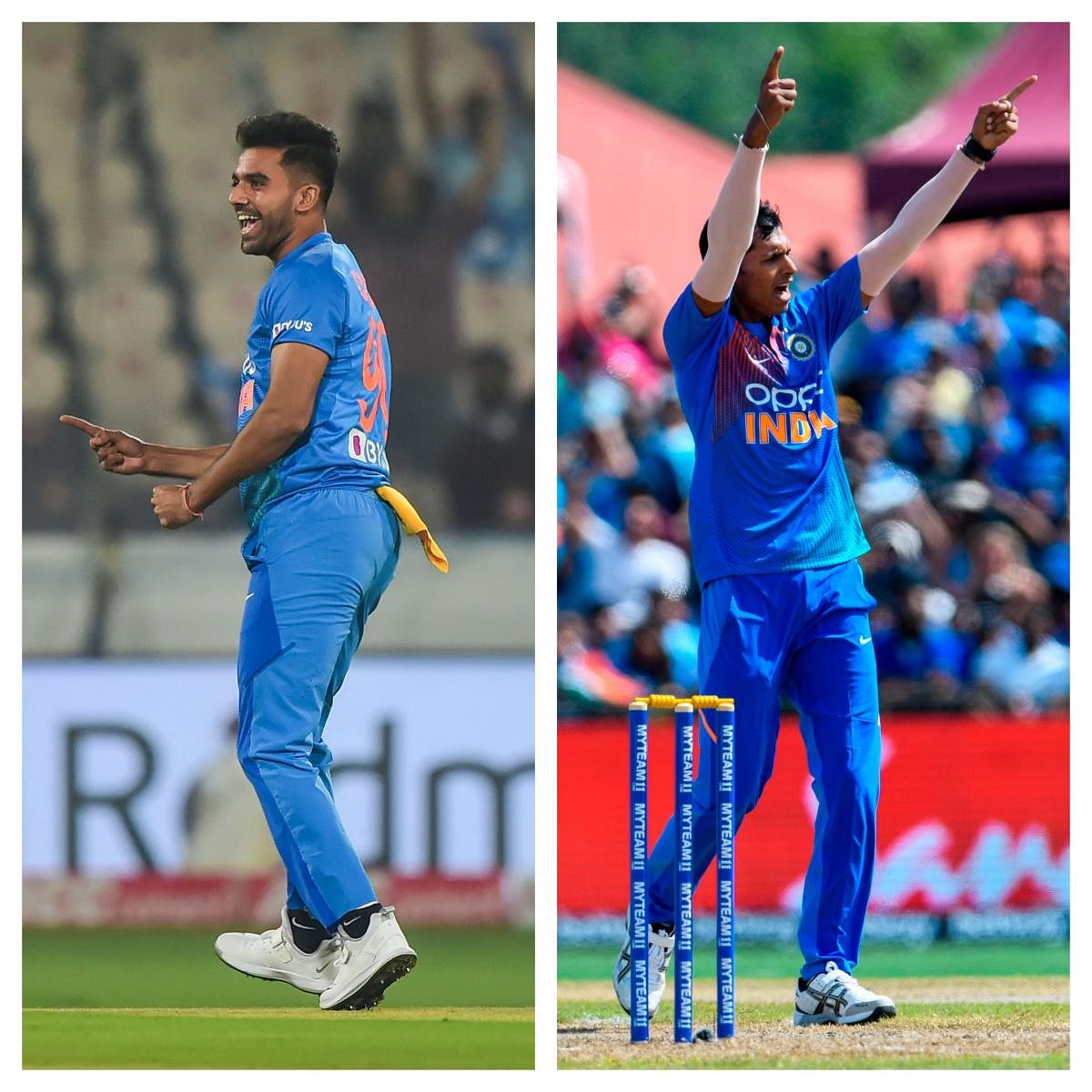 India pacer Deepak Chahar was on Thursday ruled out of the series-deciding third ODI against the West Indies owing to a back injury and replaced by Navdeep Saini. Photo credits: PTI, AFP