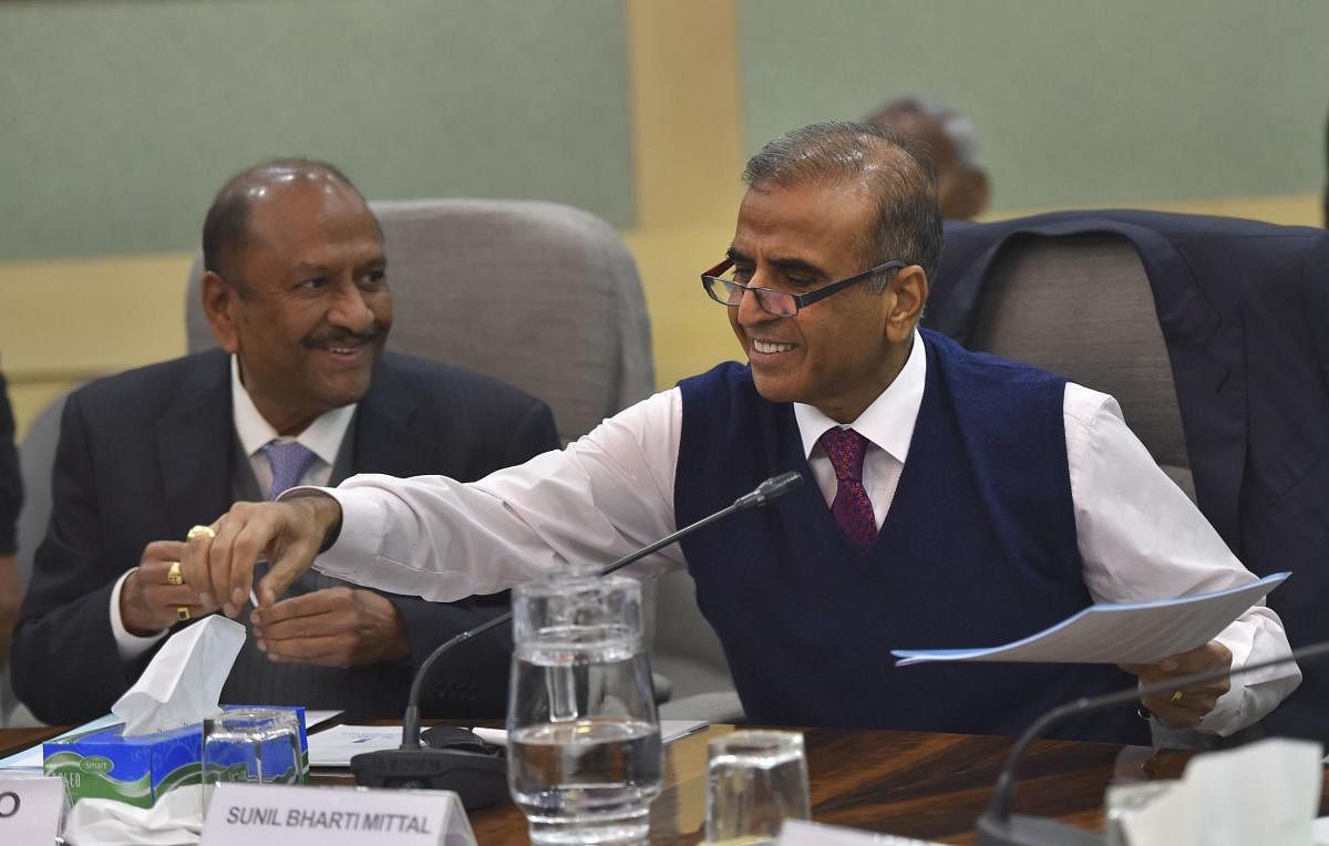 Bharti Enterprises Chairman Sunil Mittal and Founder of the GMR Group G M Rao, during a pre-budget meeting with industrialists, at Finance Ministry. PTI