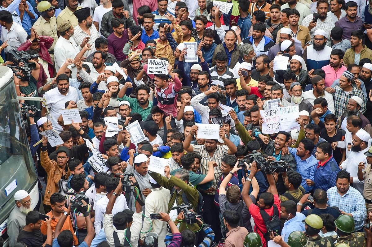 Conducting public meets and protests are totally prohibited. No other programmes could be conducted apart from the scheduled functions such as marriages, house warming and daily prayers at religious places. (Photo by PTI)