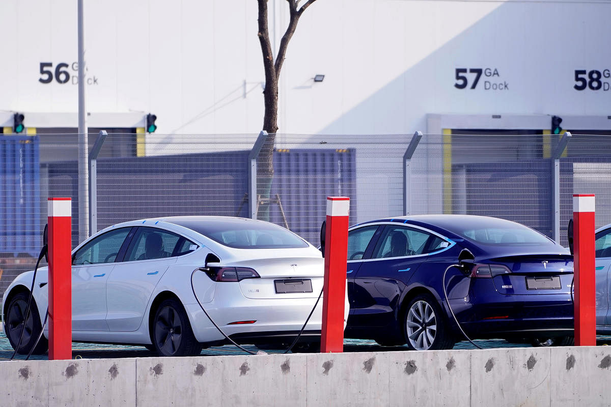 China-made Tesla Model 3 electric vehicles are seen at the Gigafactory of electric car maker Tesla Inc in Shanghai, China. Photo/REUTERS