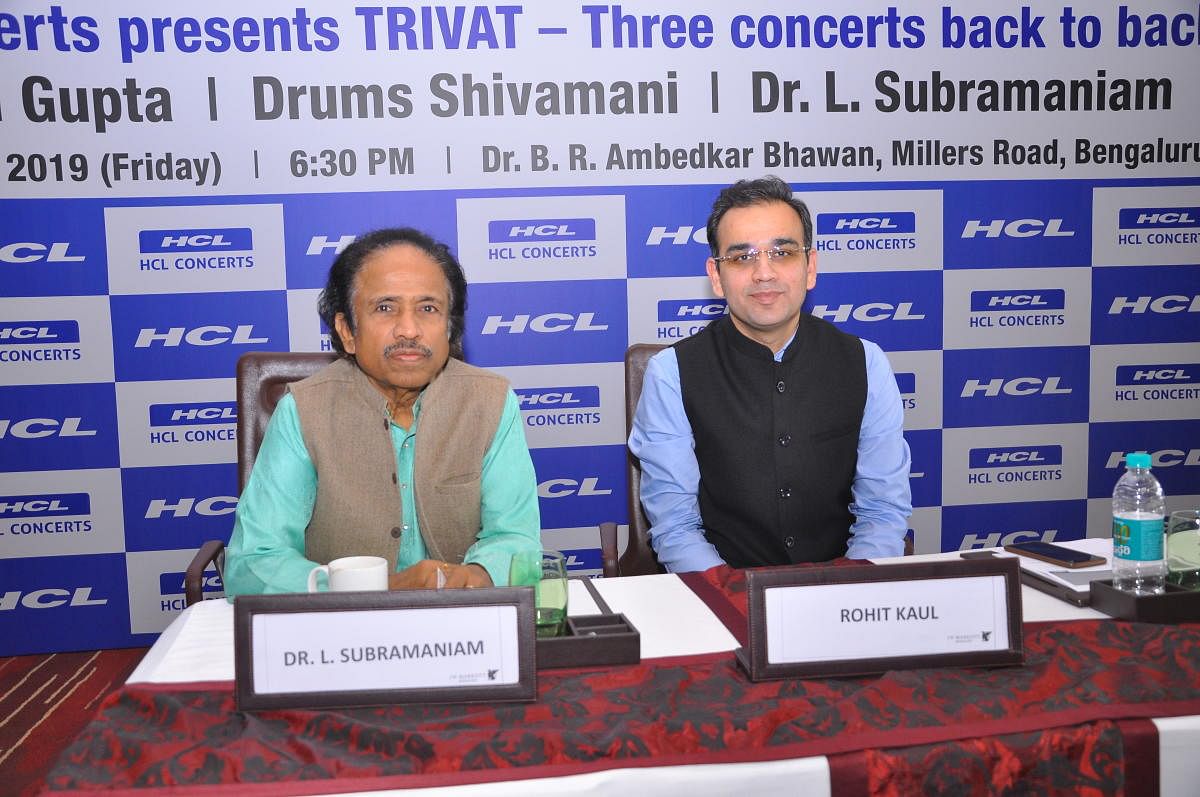 Violinist Maestro Dr.L. Subramaniam and Rohit Kaul, Head, HCL Concerts at the launch of HCL Concerts