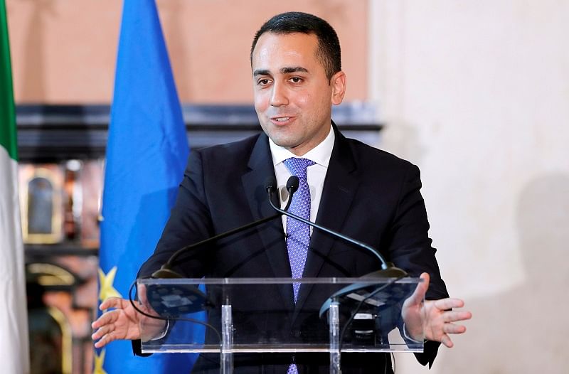 Foreign Minister Luigi Di Maio attends a joint news conference with Russian Foreign Minister Sergei Lavrov. (Reuters Photo)