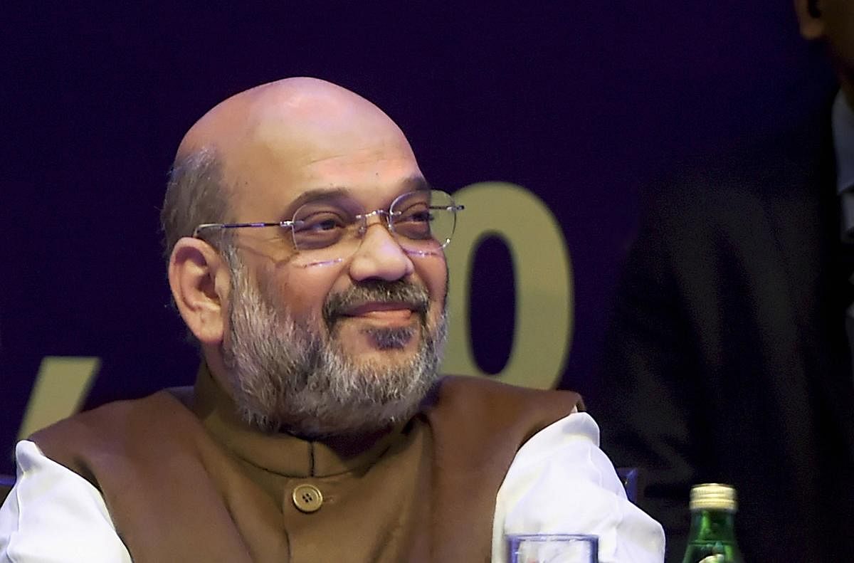 Home Minister Amit Shah during the 32nd Intelligence Bureau (IB) Centenary Endowment Lecture at Siri Fort auditorium. PTI