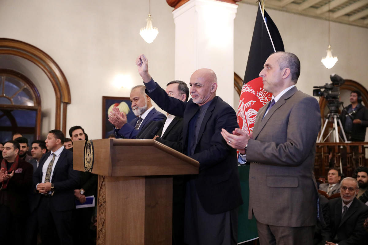 Afghanistan's incumbent President Ashraf Ghani, speaks after he won a slim majority of votes in preliminary results of presidential election, in Kabul, Afghanistan December 22, 2019. Picture taken December 22, 2019. (Photo by REUTERS)