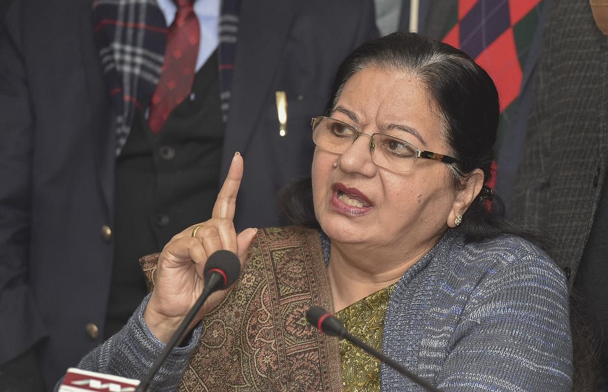 Jamia Millia Islamia Vice-Chancellor Najma Akhtar met Mohammad Minhajuddin and the father of Ajaz, a university student who was also injured in protests on the same day. Photo/PTI