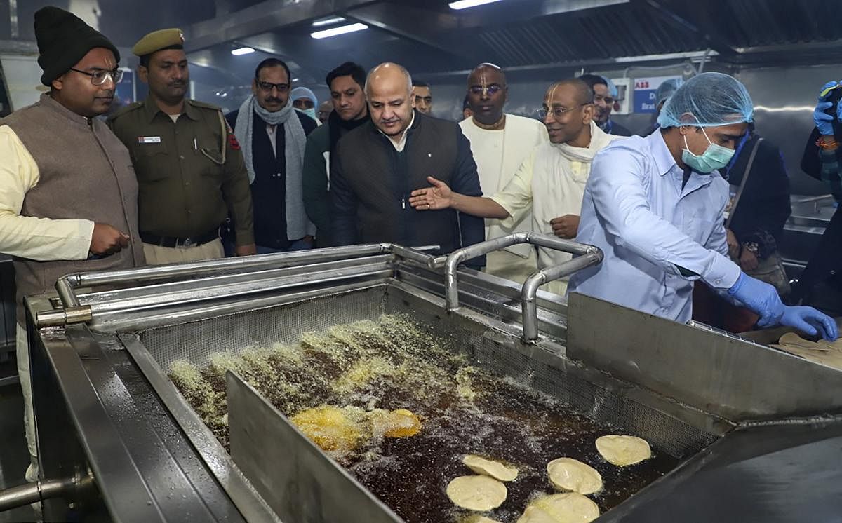 Deputy Chief Minister Manish Sisodia after inaugurating The Akshaya Patra Foundation’s new centralised kitchen in Mohan Cooperative Industrial Area of New Delhi. PTI