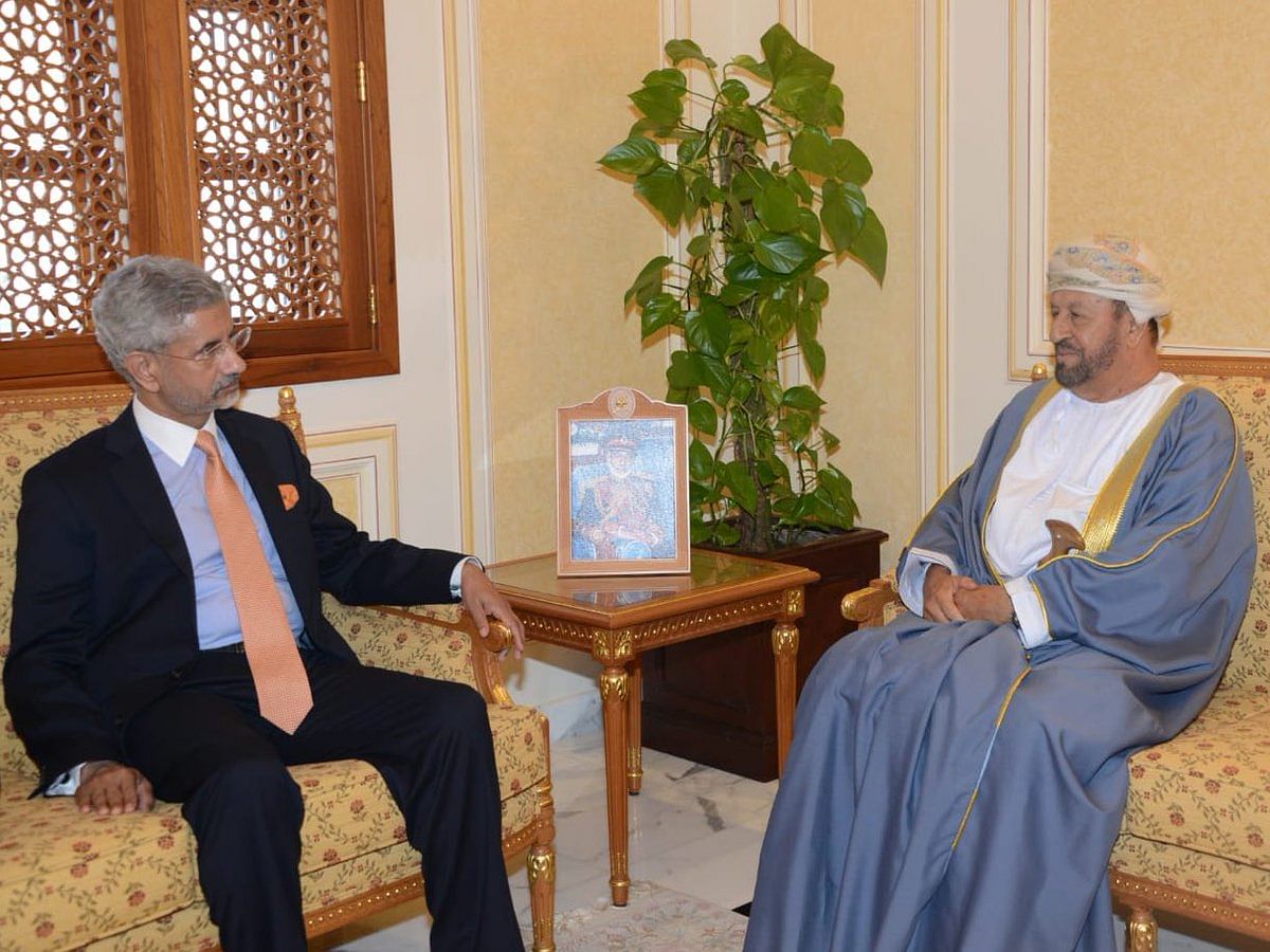Jaishankar tweeted that he had a "fruitful" discussion with the Omani defence minister during which the two countries reaffirmed their commitment to further expand "robust" defence, security and maritime ties. Photo: Twitter/S Jaishankar