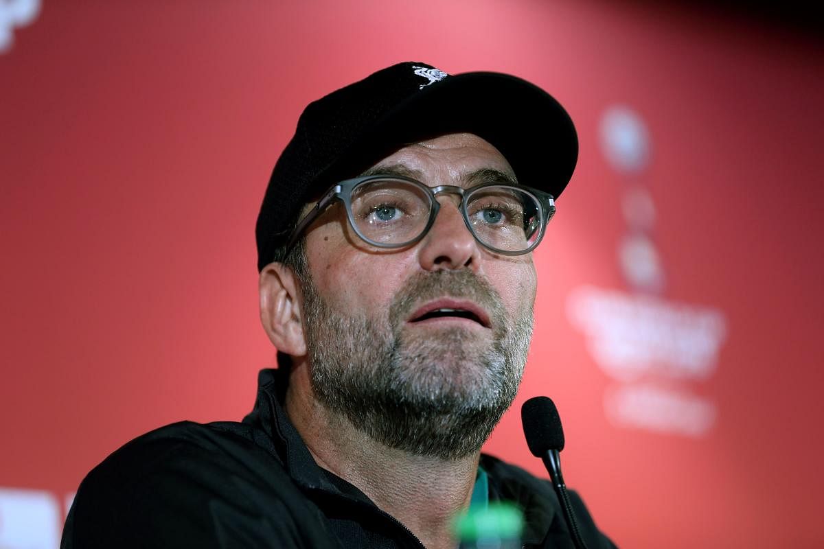 Liverpool's German manager Jurgen Klopp attends a press conference at the Khalifa International Stadium in the Qatari capital Doha on December 20, 2019. (AFP Photo)