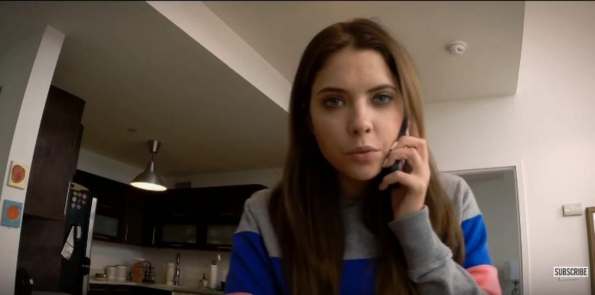 The 2016 movie ‘Ratter’ is about a young girl (played by Ashley Benson) watched by an anonymous hacker with access to the cameras on her devices.  Since she is always plugged in, the hacker tracks her movement by monitoring her phone and laptop. 