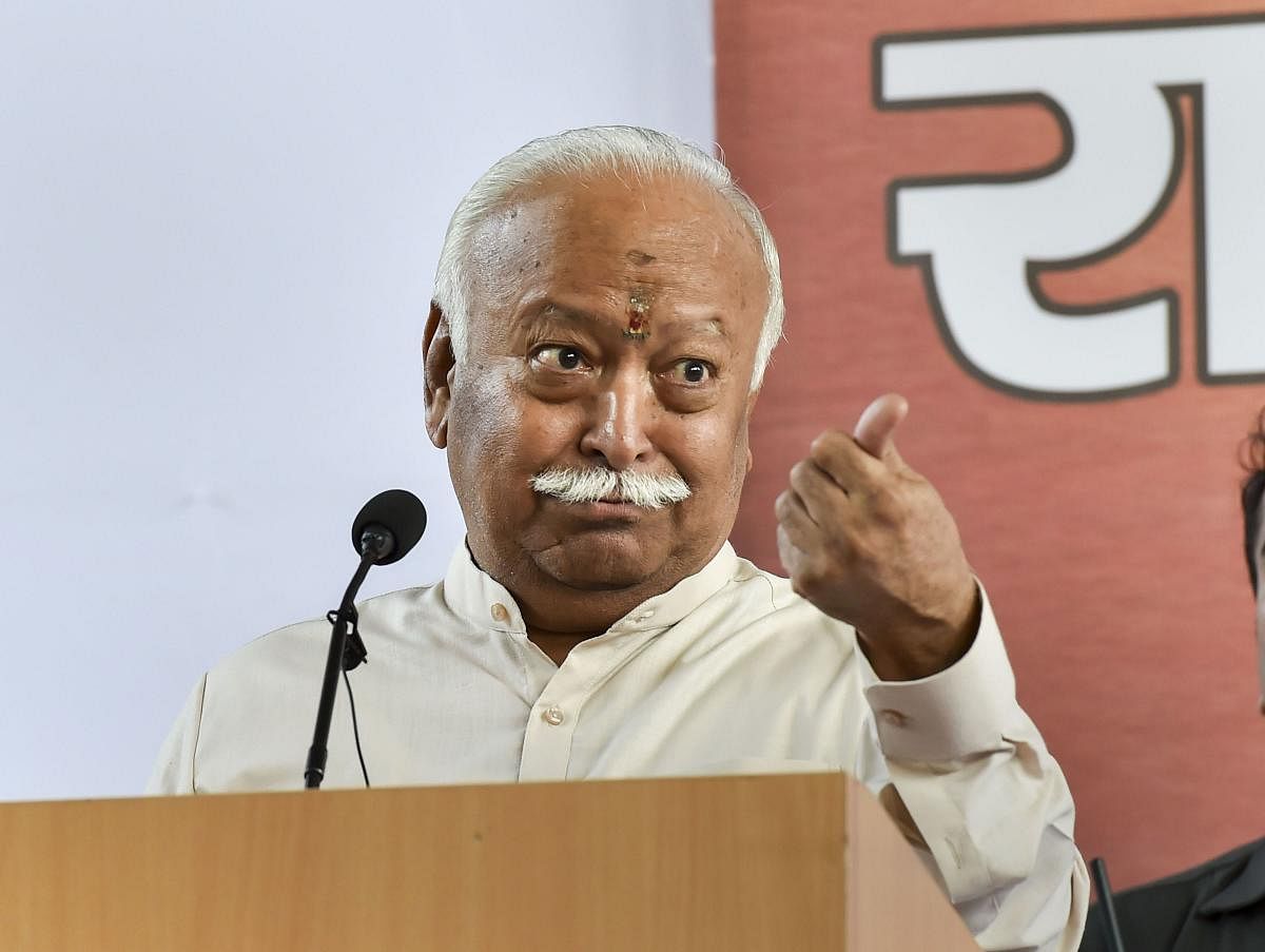  Bhagwat said the 'dharm' was India's purpose which would be relevant as long as the world exists and this makes India a nation with an eternal and ever-lasting mission. Photo/PTI